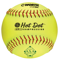Worth 12" ASA Hot Dot Slowpitch Softballs (Dozen): AHD12SY