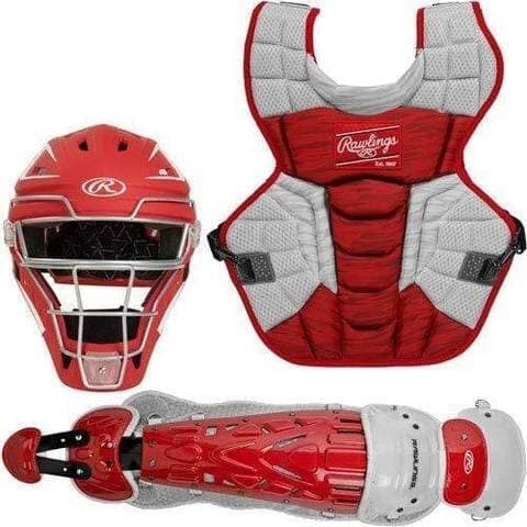 Rawlings Adult Scarlet/White VELO 2.0 Catcher's Gear Box Set: CSV2A-S/W